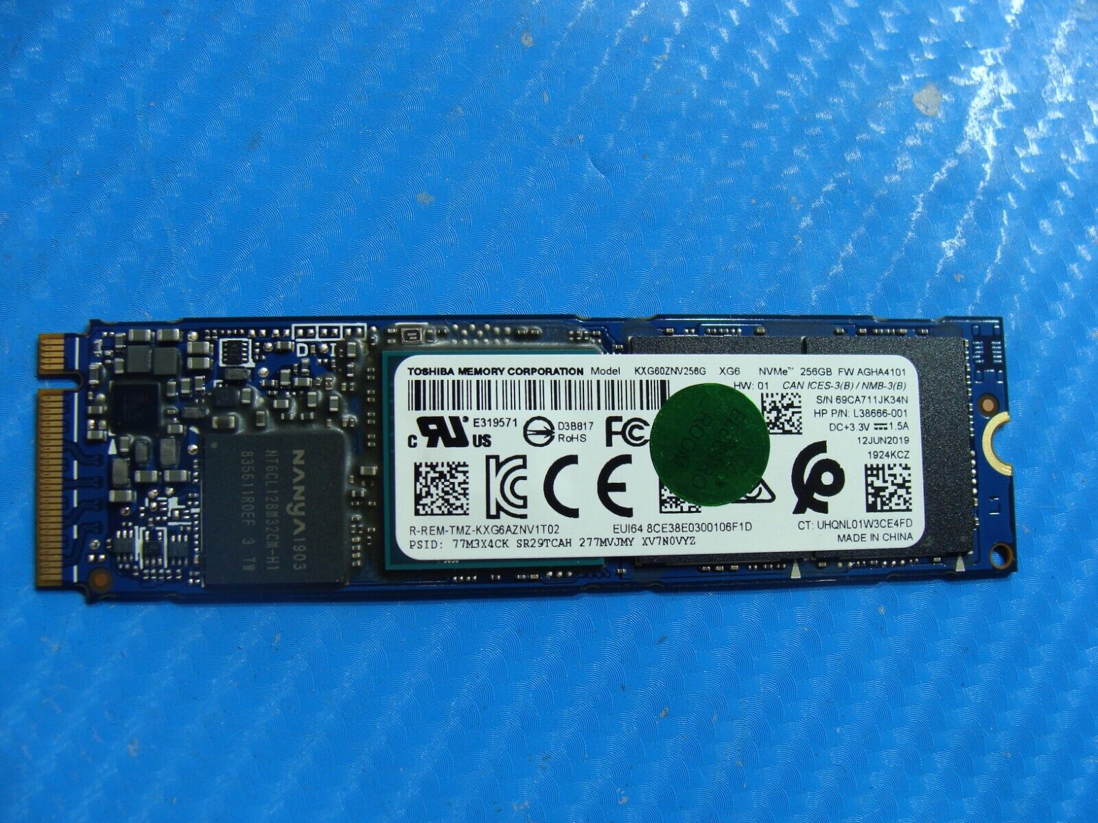 HP 13-ap0 KIOXIA 256GB NVMe M.2 SSD Solid State Drive KXG60ZNV256G L38666-001