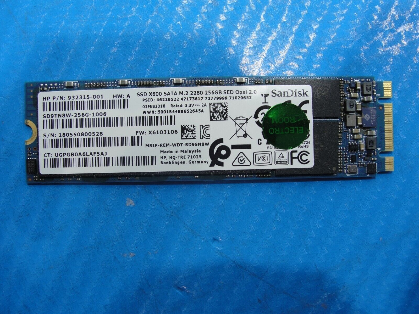HP 1030 G2 SanDisk 256Gb Sata M.2 SSD Solid State Drive SD9TN8W-256G-1006