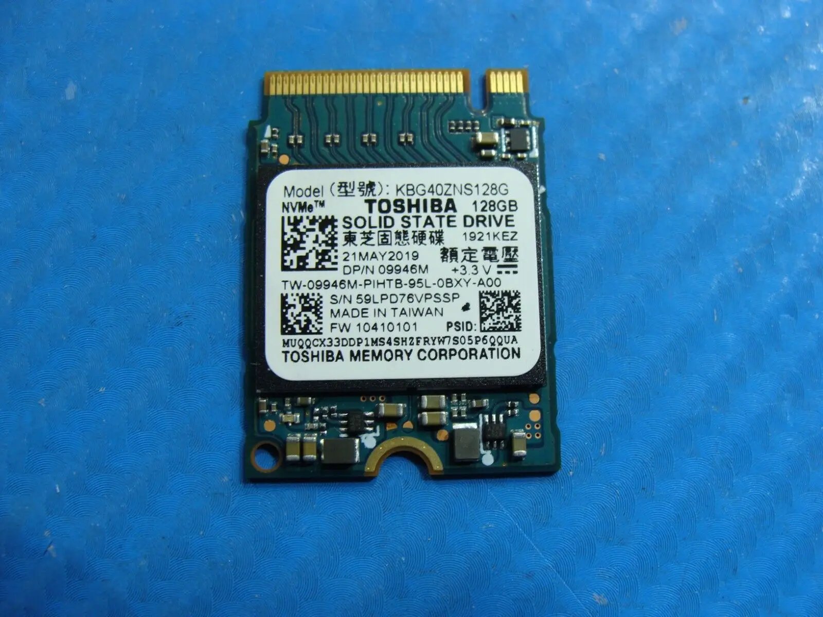 Dell 5401 Toshiba 128GB M.2 NVMe SSD Solid State Drive 9946M KBG40ZNS128G