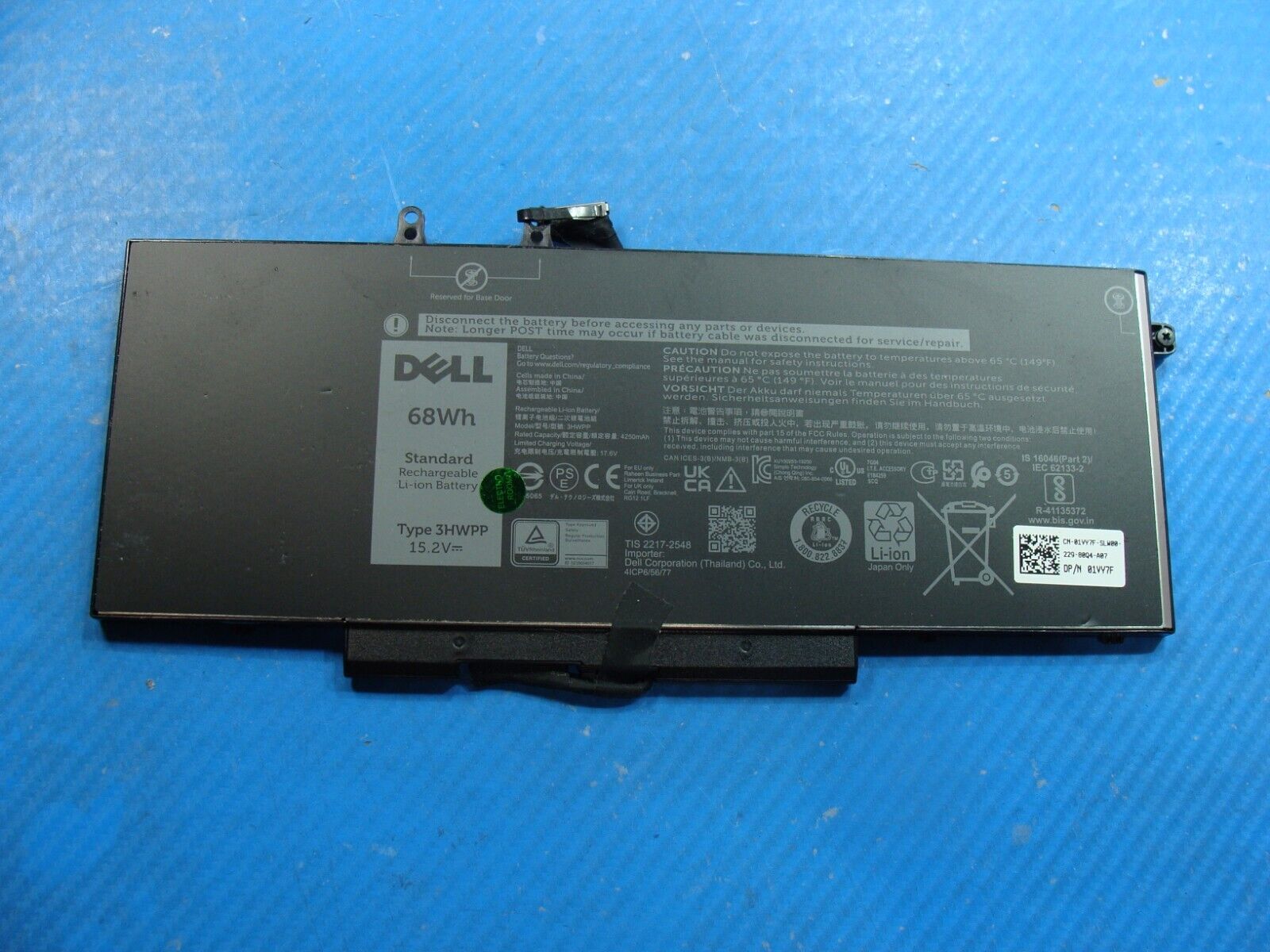Dell Latitude 5410 14 Genuine Battery 15.2V 68Wh 4250mAh 3HWPP 1VY7F Excellent