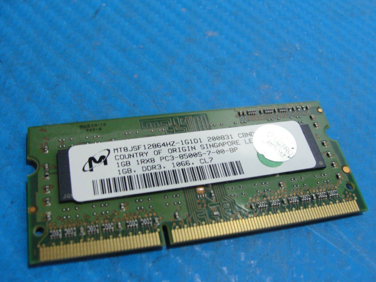 MacBook A1278 Laptop Micron 1GB Memory PC3-8500S-7-00-BP MT8JSF12864HZ-1G1D1 - Tested Computer Laptop Parts