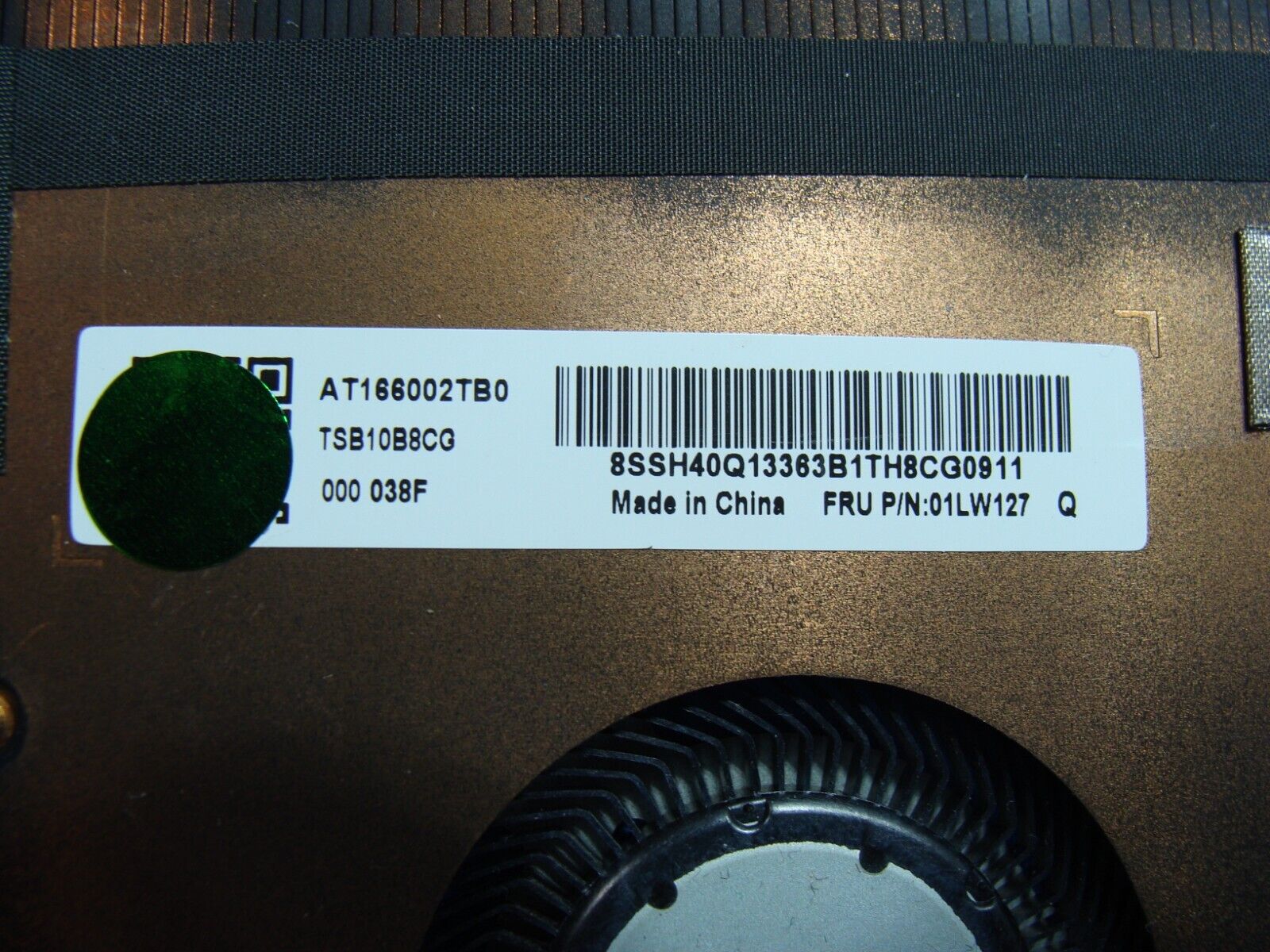 Lenovo ThinkPad E480 14 CPU Cooling Fan w/Heatsink 01LW127 AT166002TB0