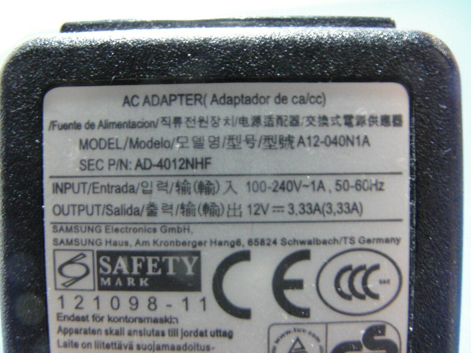 Genuine Chicony AC Adapter Power Charger 12V 3.33A 40W A040R038L AD-4012NHF - Tested Computer Laptop Parts