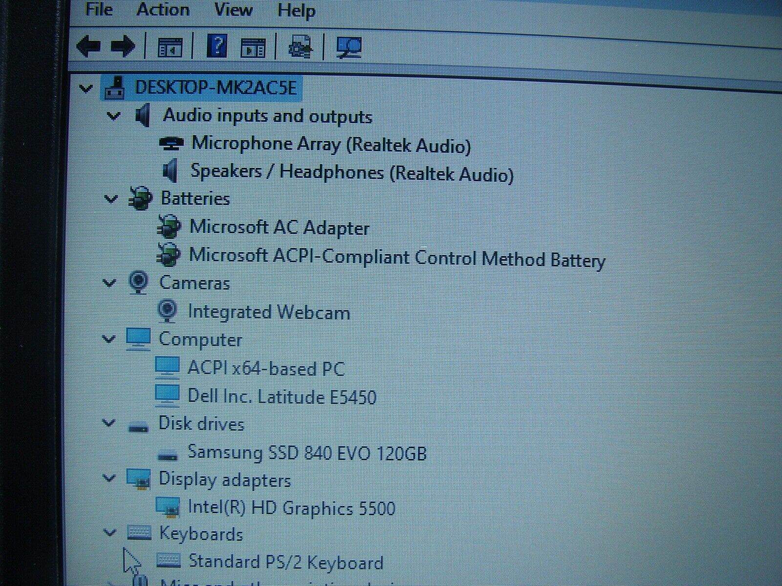 Good Working Dell Latitude E5450 Intel i5-5 Gen 2.30GHz 8GB RAM 128GB SSD - Tested Computer Laptop Parts