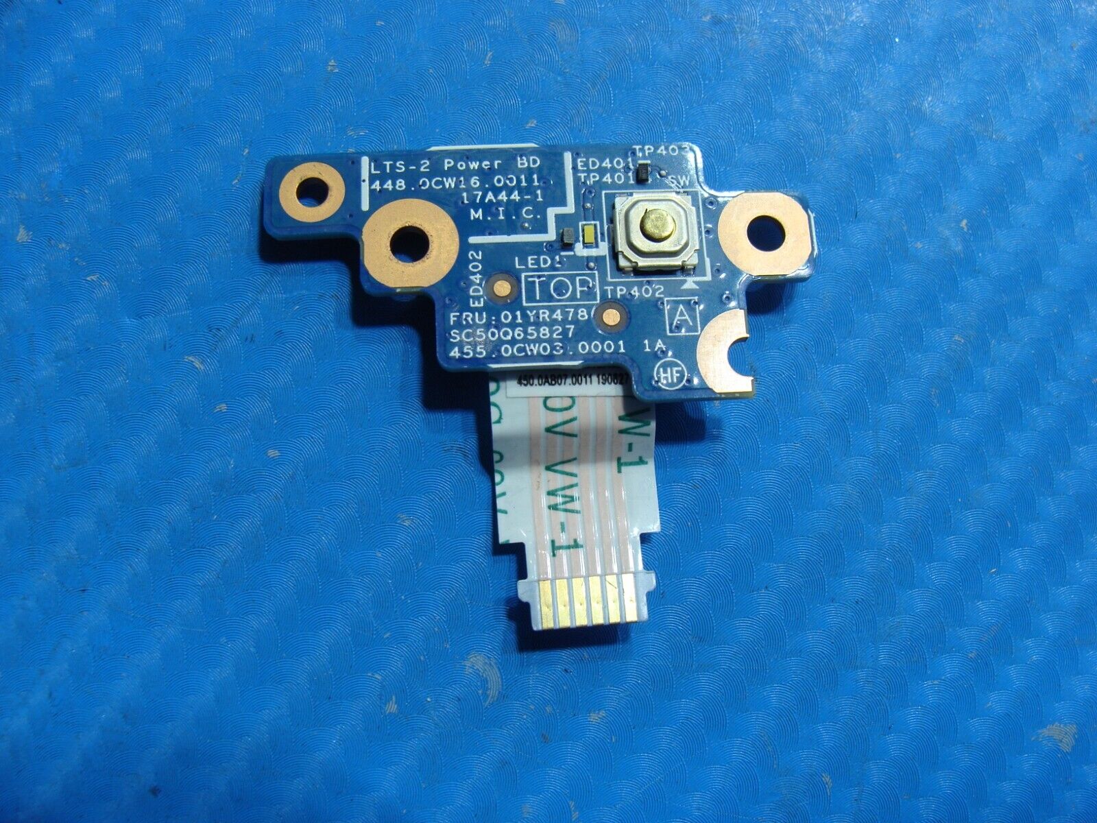 Lenovo ThinkPad 15.6" T580 OEM Power Button Board w/Cable 01YR478 448.0CW16.0011