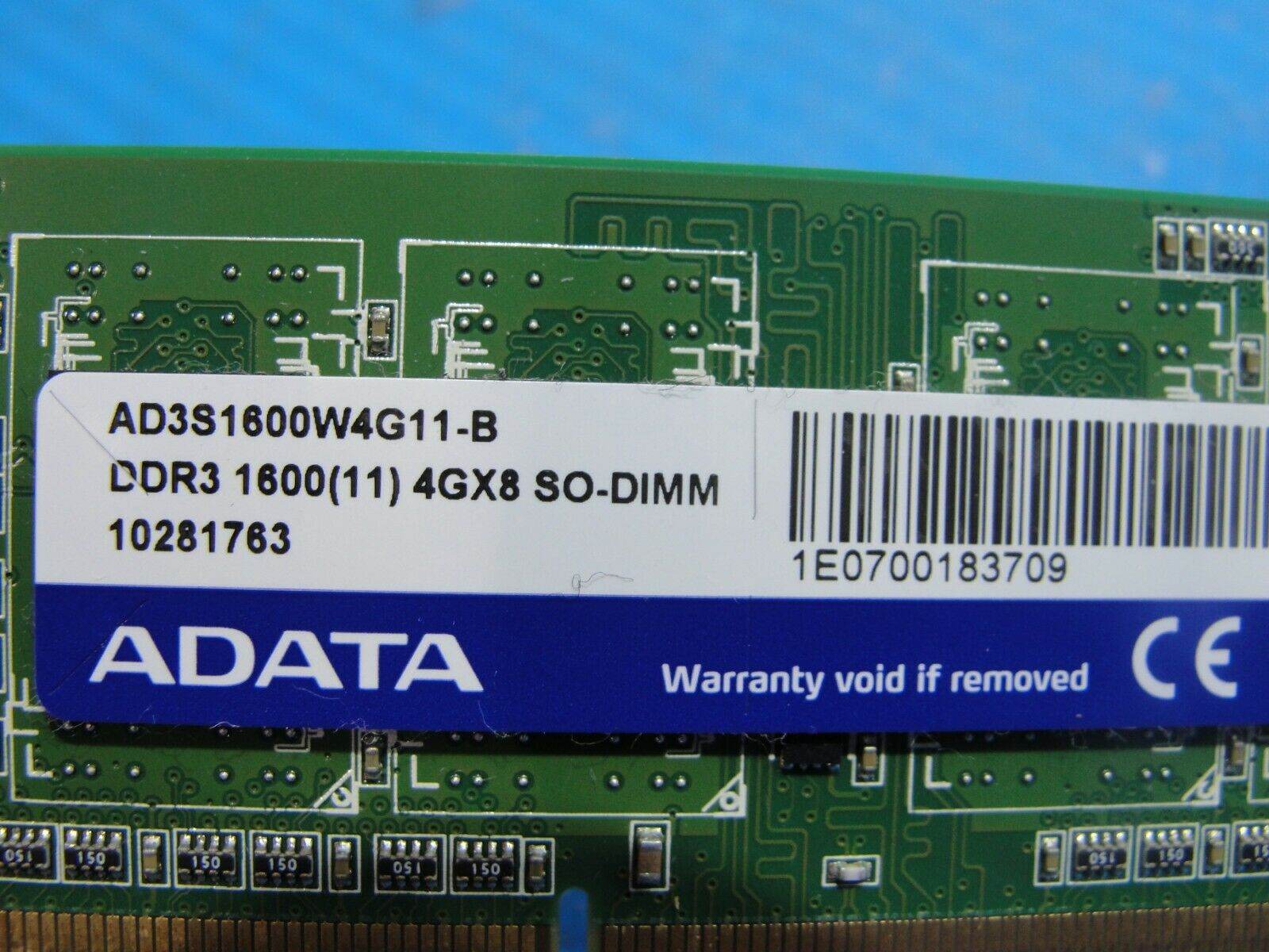 Toshiba Satellite C50-A Laptop ADATA 4GB Memory DDR3 1600MHz AD3S1600W4G11-B - Tested Computer Laptop Parts