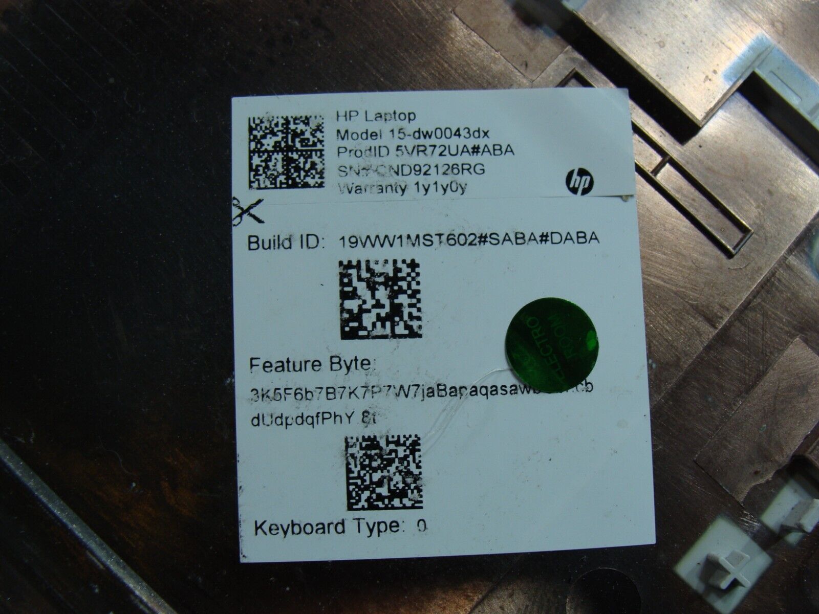 HP 15.6 15-dw0043dx OEM Bottom Case Base Cover Silver AP2H8000800 L52007-001