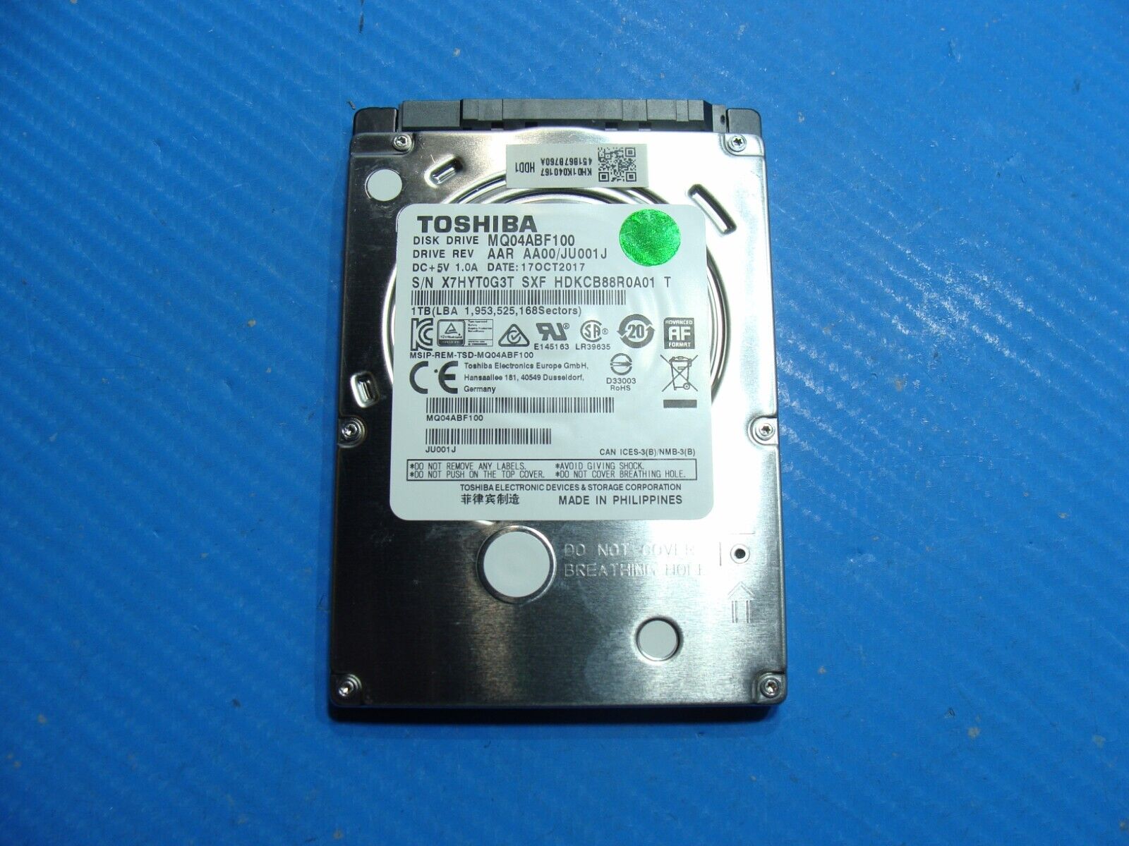 Acer E5-575-33BM Toshiba 1TB SATA 2.5" HDD Hard Drive MQ04ABF100 KH01K04016