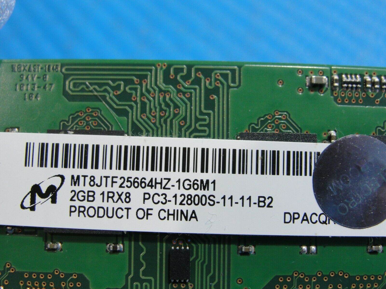MacBook Pro A1286 Micron 2GB Memory RAM PC3-12800S SO-DIMM MT8JTF25664HZ-1G6M1 - Tested Computer Laptop Parts