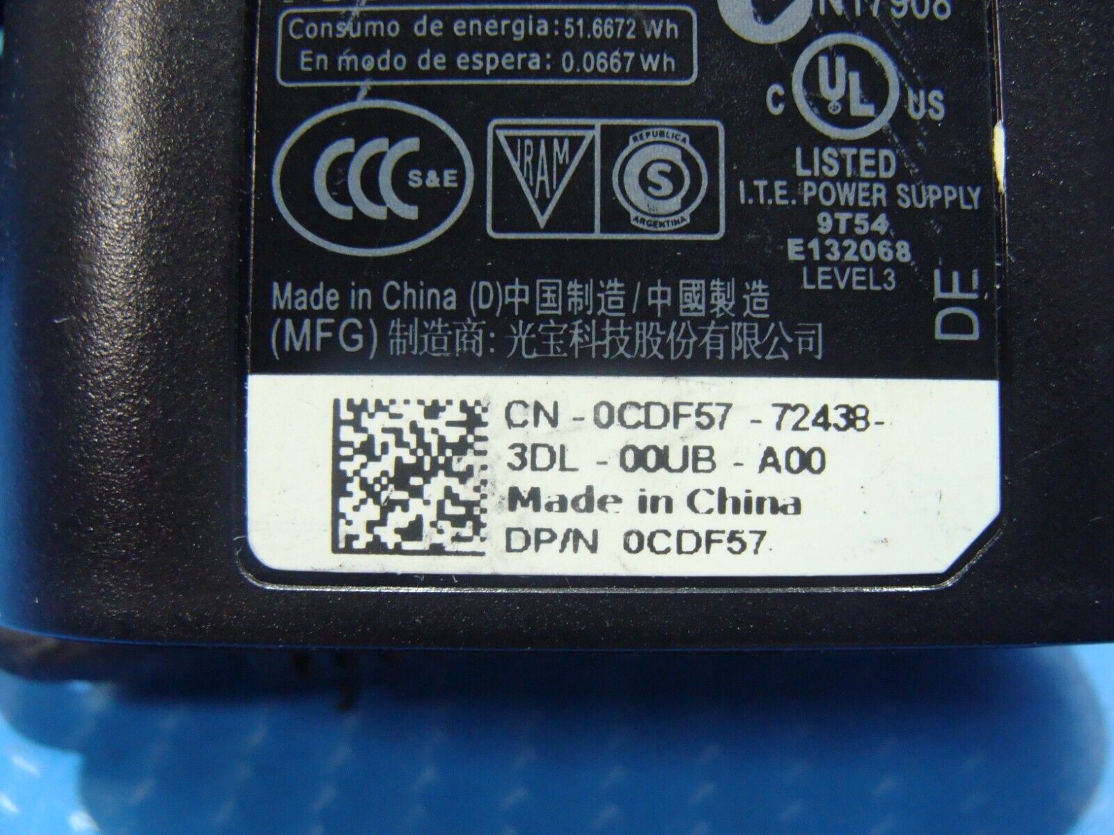 Genuine Dell LA45NM131 0CDF57 19.5V 45W Laptop Charger AC Adapter Power Supply