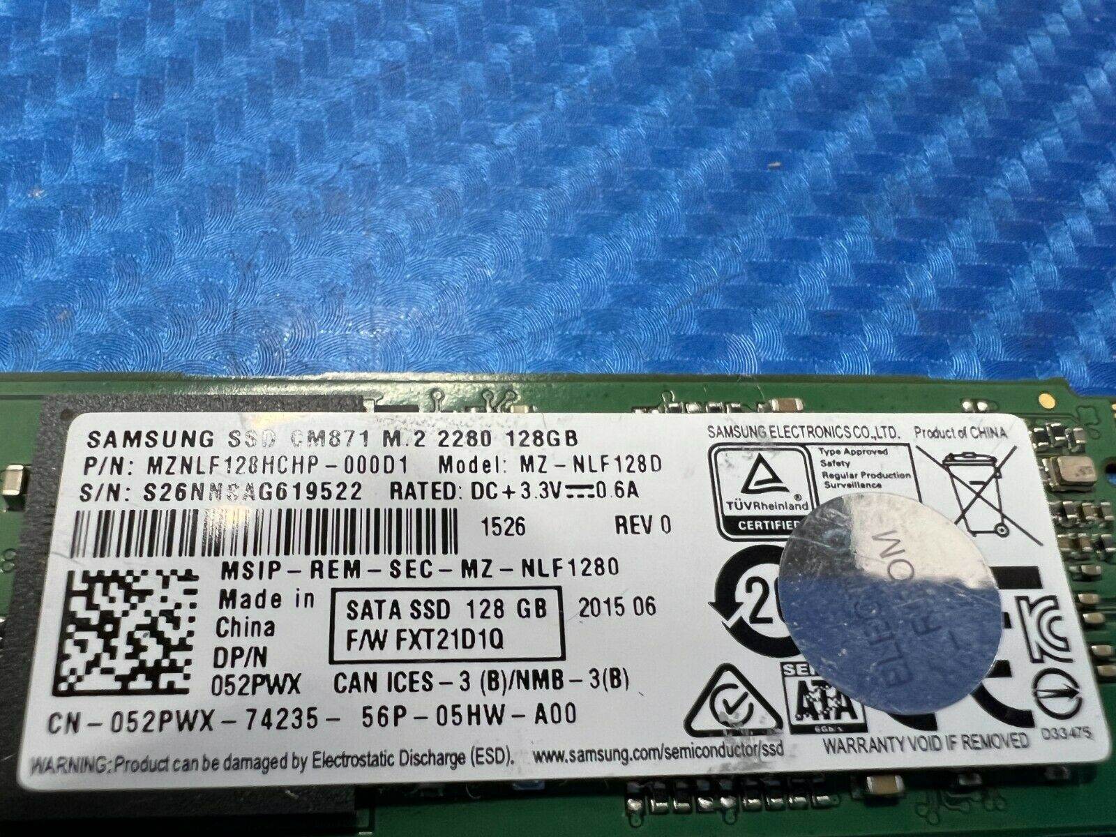 Dell XPS 13 9350 Samsung 128GB SATA M.2 SSD 52PWX MZNLF128HCHP-000D1 - Tested Computer Laptop Parts