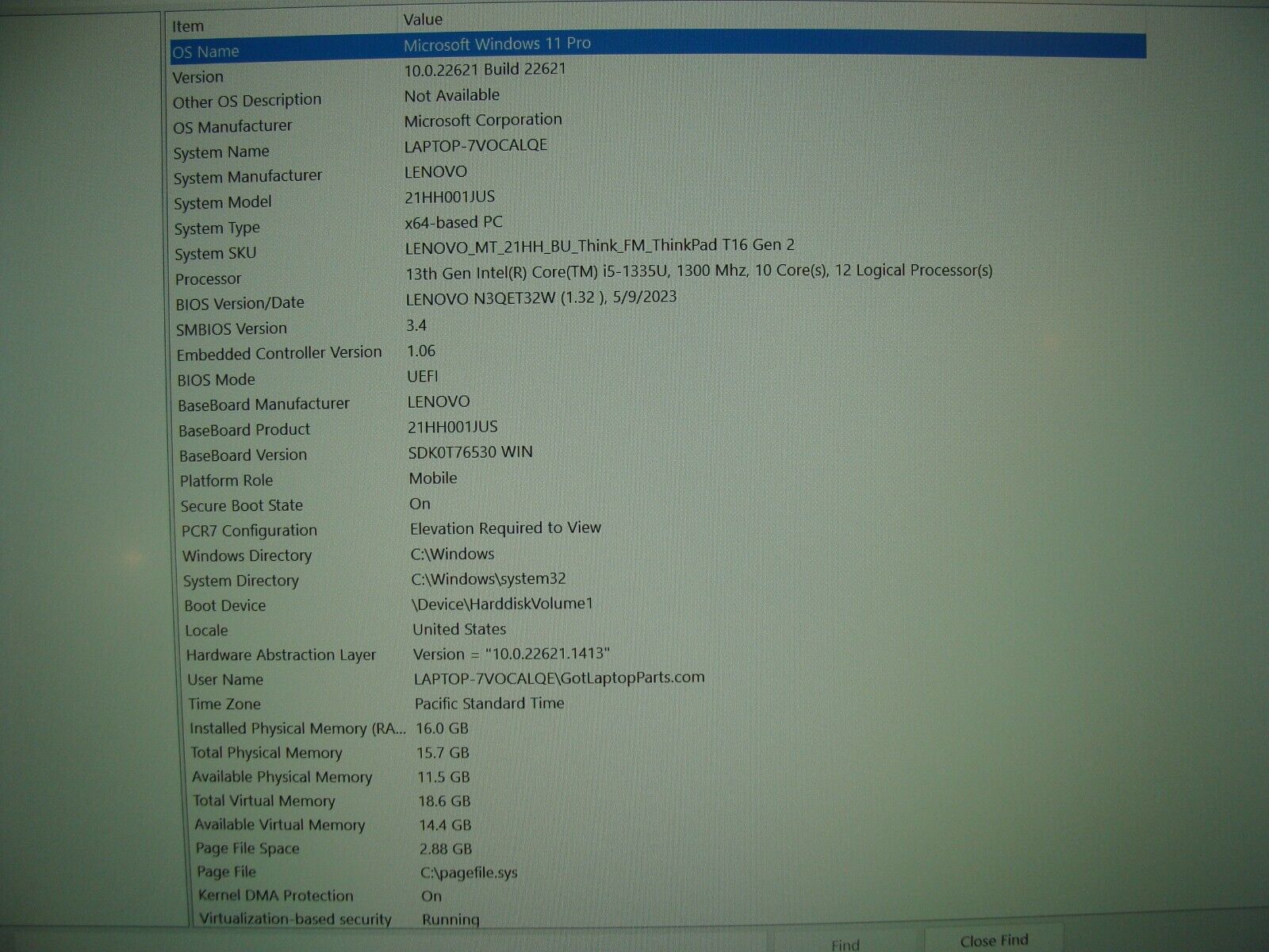 NEW Lenovo ThinkPad T16 Gen 2 16WUXGA TOUCH i5-1335U vPro 1.3GHZ 16GB 512GB SSD