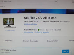 Dell OptiPlex 7470 23.8" FHD AIO i5-9500 3.0GHz 512GB WIFI Bluetooth in warranty until Nov2023