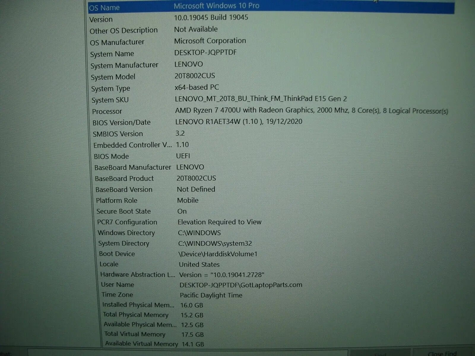 Value Deal A+ Lenovo ThinkPad E15 Gen 2 AMD Radeon 7 4700U 2GHz 16GB 512GB SSD