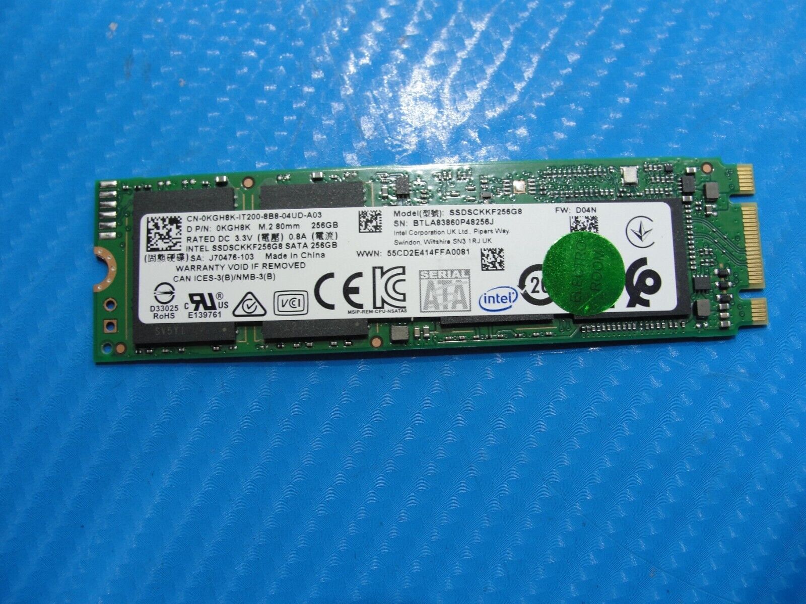Dell 13 5379 Intel 256GB SATA M.2 SSD Solid State Drive KGH8K SSDSCKKF256G