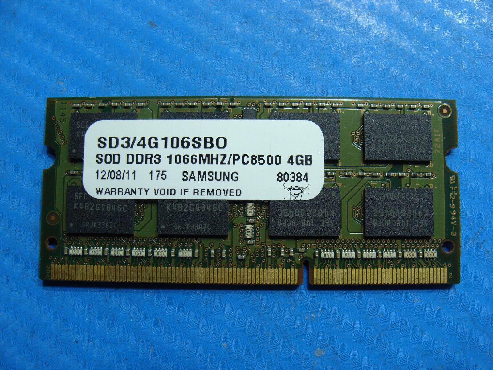 MacBook A1278 Samsung 4GB SO-DIMM Memory Ram PC3-8500S M471B5273CH0-CF8