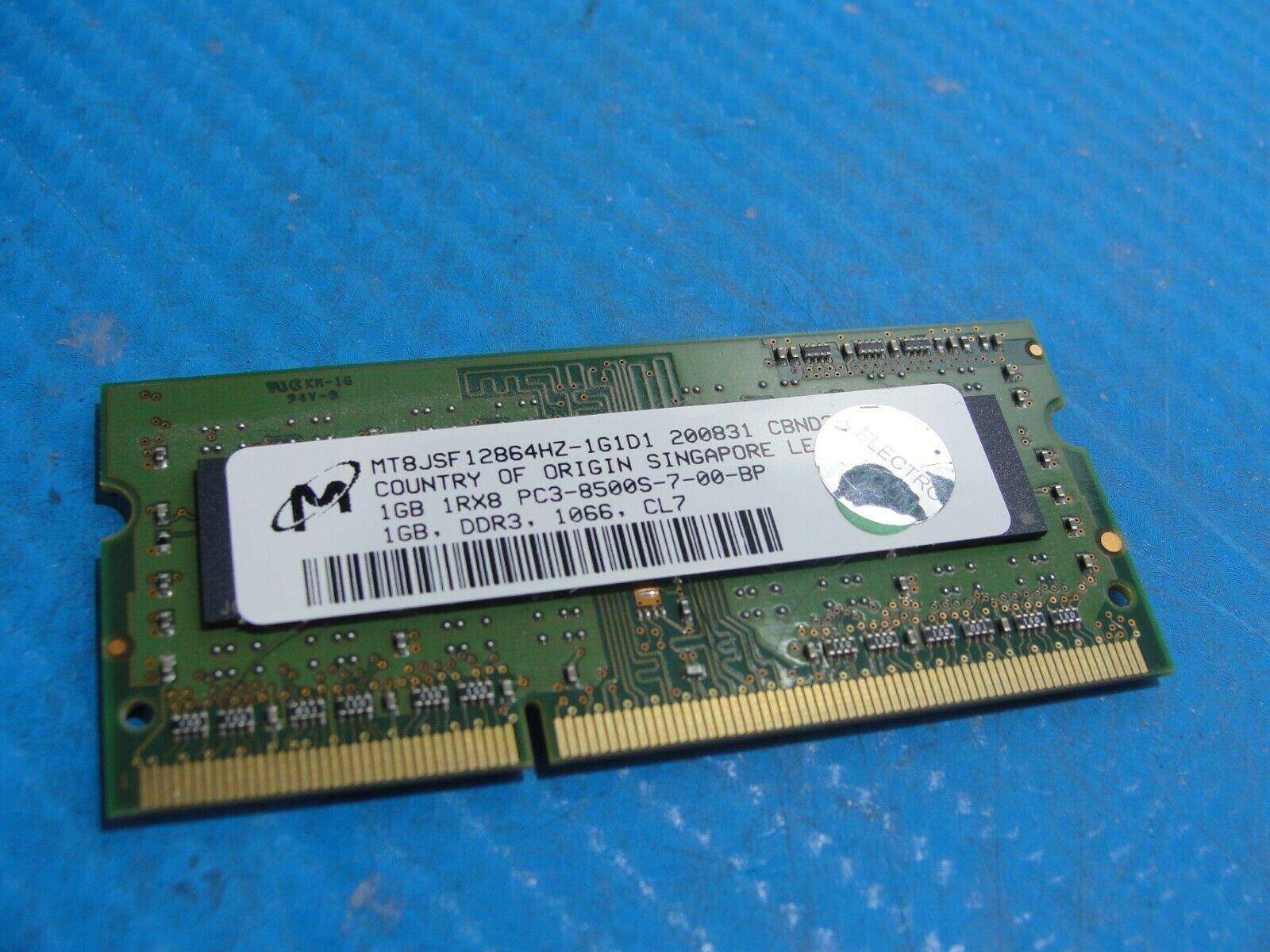 MacBook A1278 Laptop Micron 1GB Memory PC3-8500S-7-00-BP MT8JSF12864HZ-1G1D1 - Tested Computer Laptop Parts