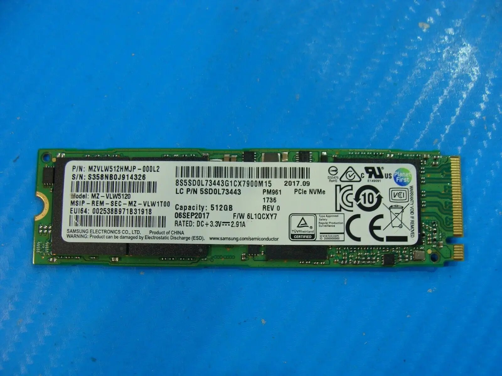 Acer AN517-51-56YW Samsung 512GB NVMe M.2 SSD Solid State Drive MZ-VLW5120