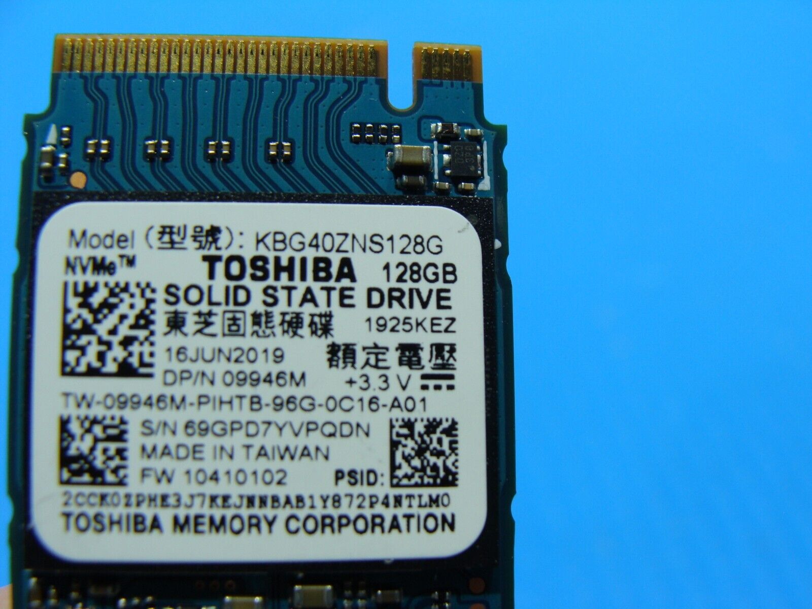 Dell 3583 Toshiba 128GB M.2 NVMe SSD Solid State Drive 9946M KBG40ZNS128G