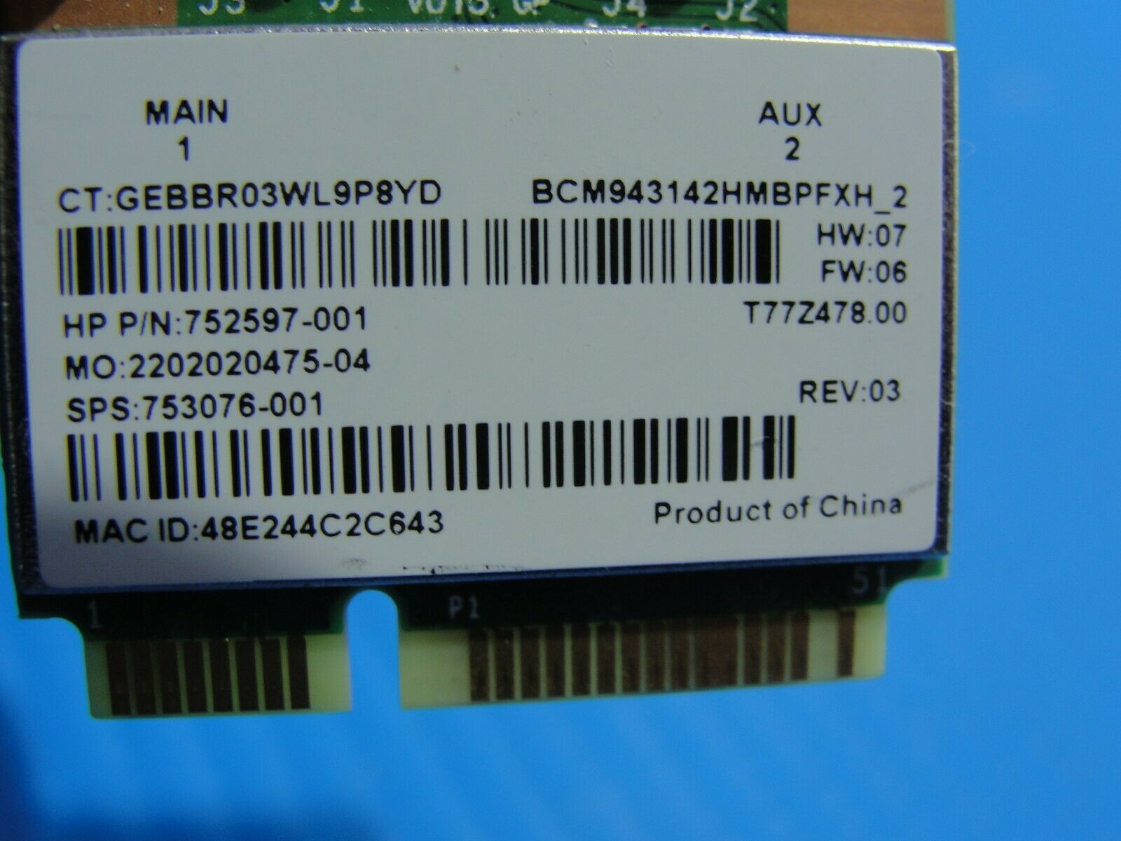 HP Envy 850-150QE Genuine Desktop WiFi Wireless Card BCM943142HM HP