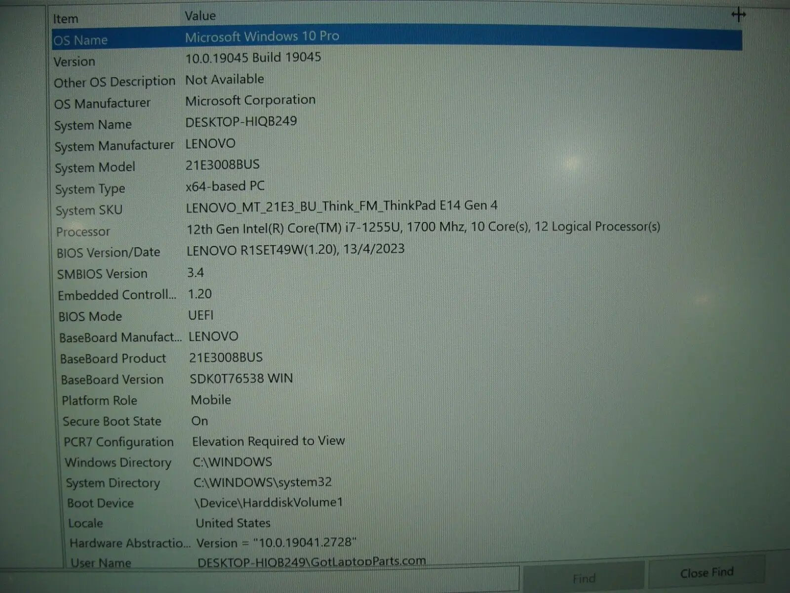 WRTY Battery99% Lenovo ThinkPad E14 Gen 4 Intel i7-1255U 1.7GHz 16GB RAM 512 SSD