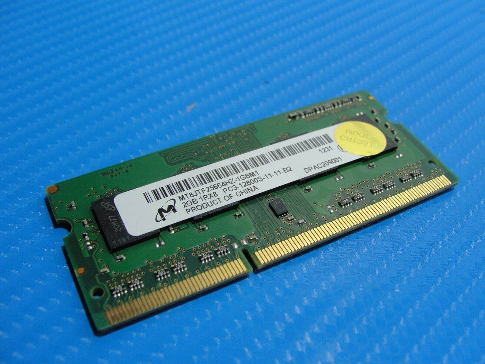 MacBook A1286 Laptop Micron 2GB Memory PC3-12800S-11-11-B2 MT8JTF25664HZ-1G6M1 - Tested Computer Laptop Parts