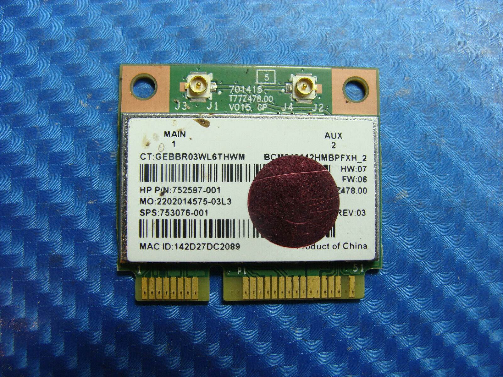 HP Envy 15-k006tx 15.6 Genuine Laptop Wireless WiFi Card BCM943142HM - Tested Computer Laptop Parts
