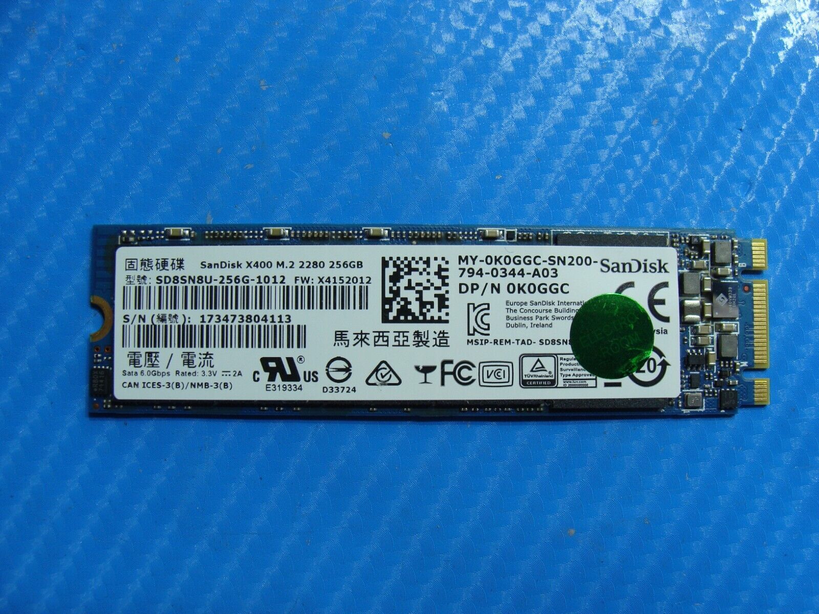 Dell 7567 SanDisk 256GB SATA M.2 SSD Solid State Drive K0GGC SD8SN8U-256G-1012