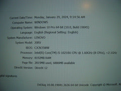 Lenovo ThinkBook 14-IML FHD i5-10210U 1.60GHz 8GB 256GB SSD PWR battery +Charger - Tested Computer Laptop Parts