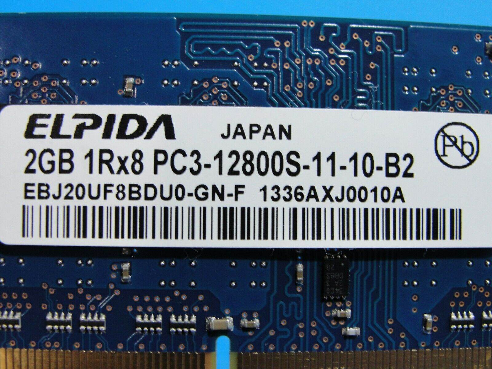 MacBook Pro A1278 Mid-2012 MD101LL/A RAM Memory 2GB 1Rx8 PC3-12800S-11-10-B2 - Tested Computer Laptop Parts