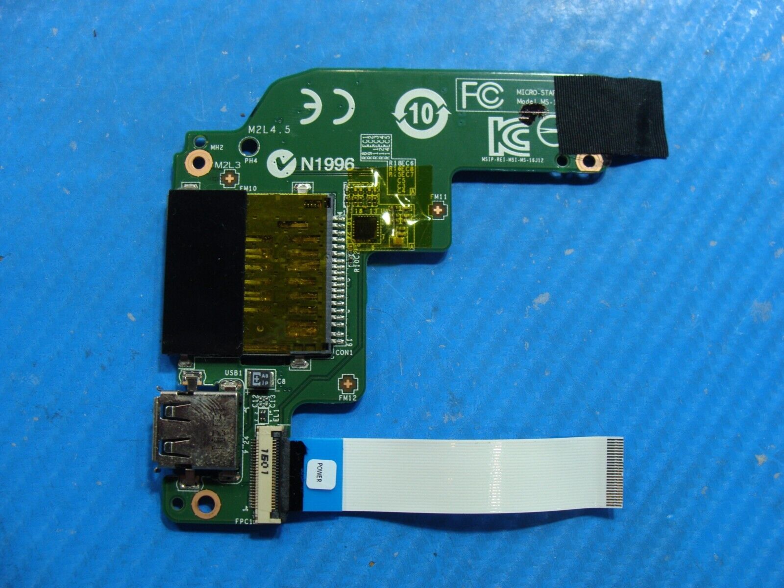 MSI GL62 6QD 15.6 USB Card Reader Button Board w/Cable MS-16J12