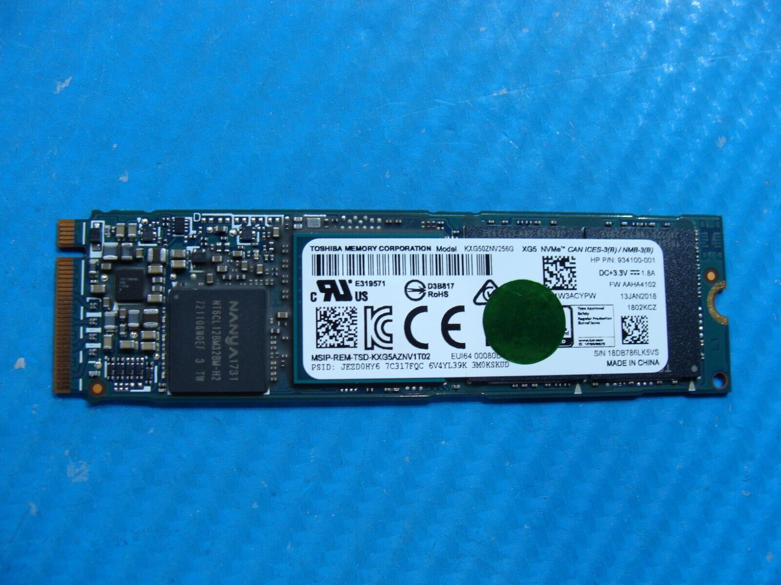 HP 13-ae011dx Toshiba 256GB M.2 NVMe SSD Solid State Drive KXG50ZNV256G
