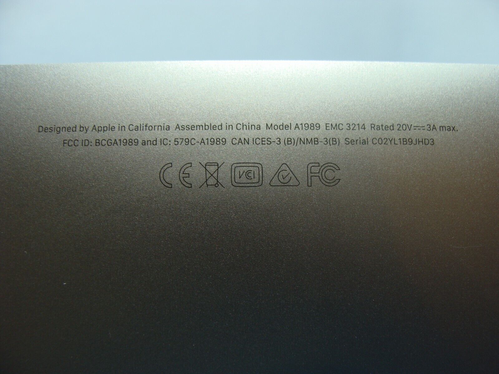 MacBook Pro 13” A1989 2018 MR9Q2LL/A MR9R2LL/A Bottom Case Space Gray 923-02514