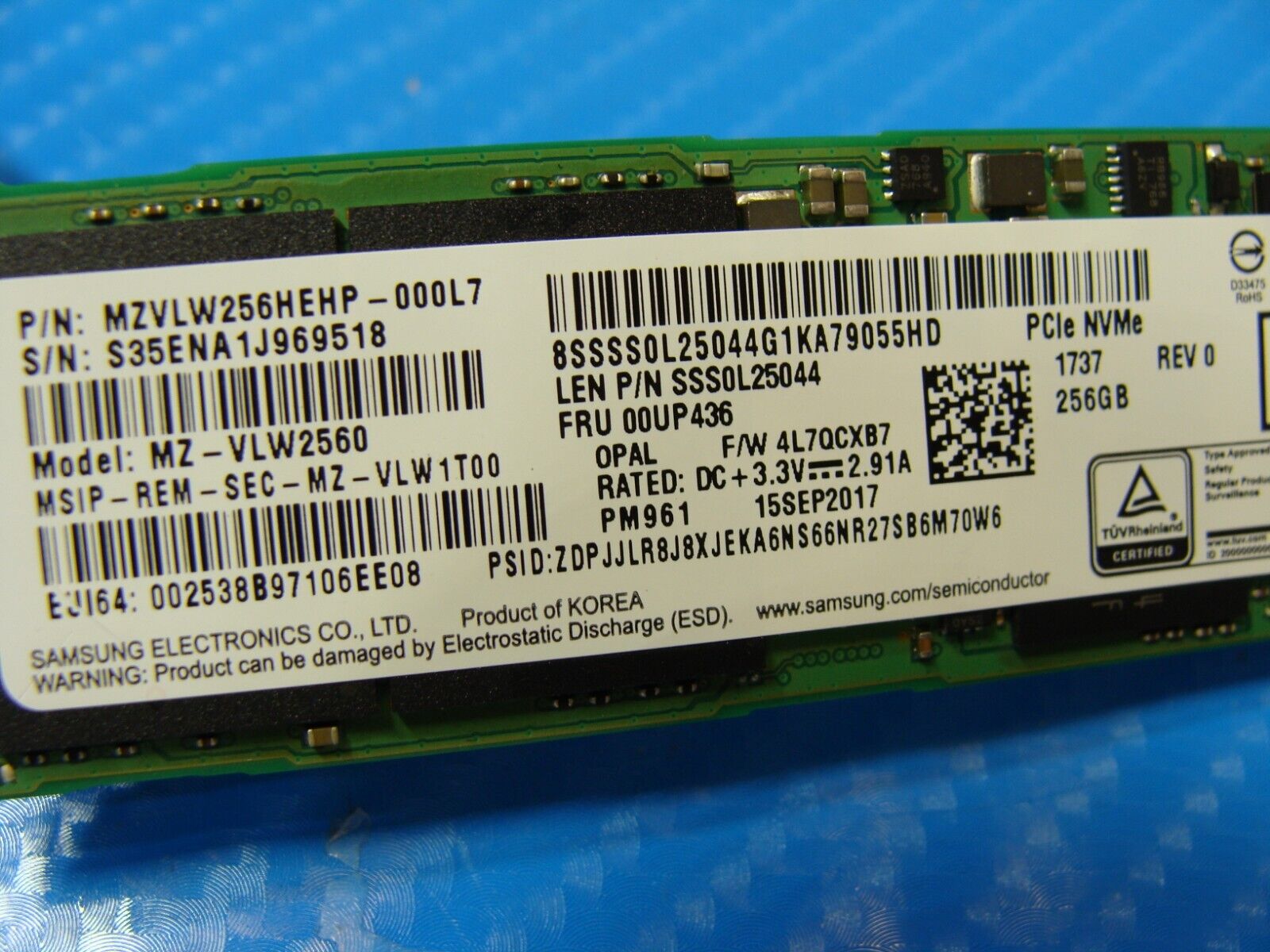 Lenovo X270 Samsung 256GB NVMe M.2 SSD Solid State Drive 00UP436 MZ-VLW2560