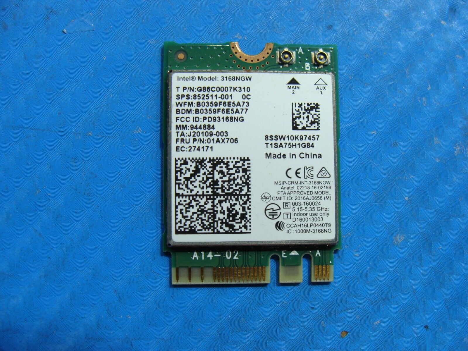 MSI GL72M 7RDX 17.3 Wireless WiFi Card 3168NGW 01AX706
