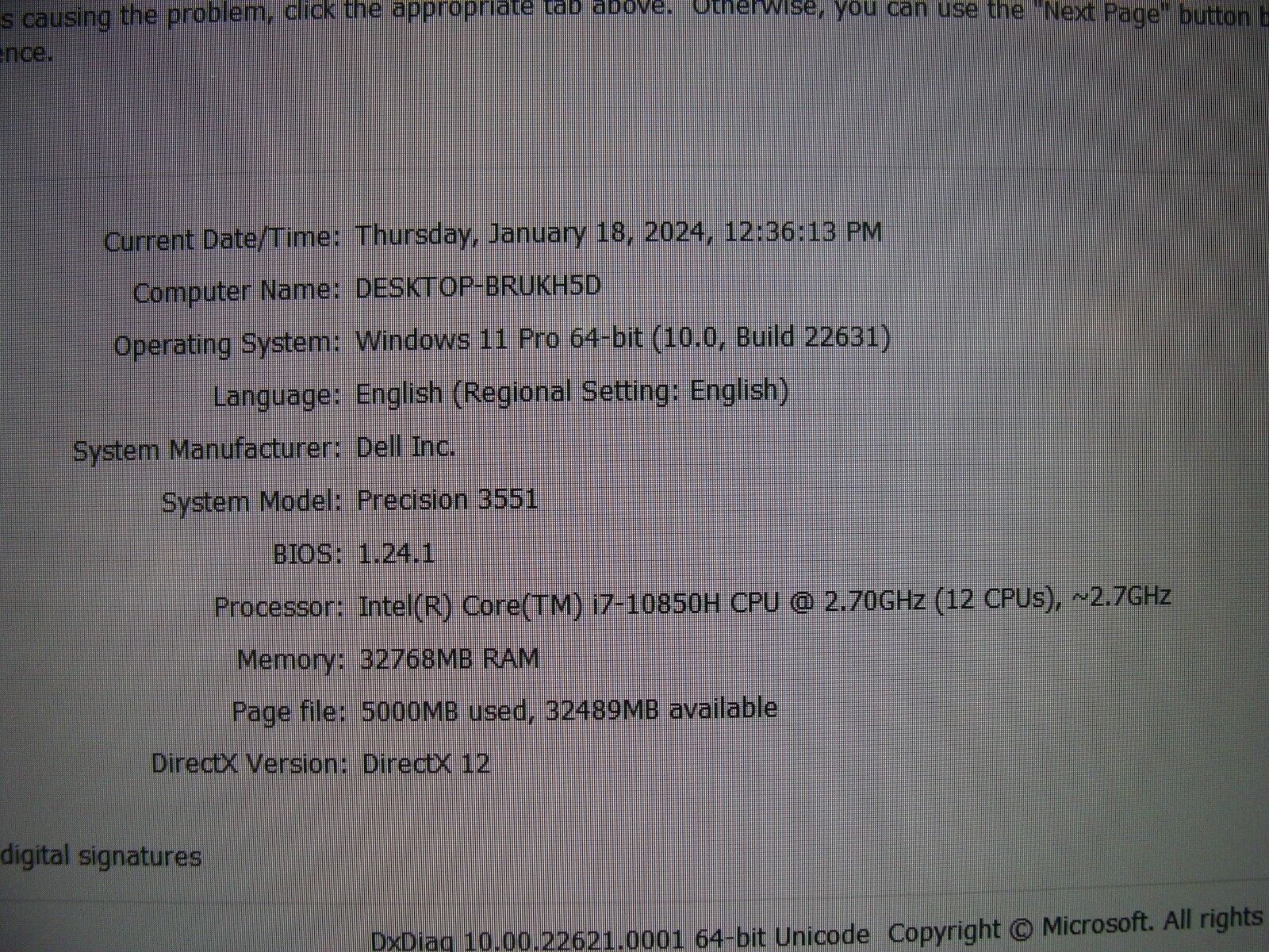 Workstation Dell Precision 3551 15.6 i7-10850H 2.7GHz 32GB 512GB NVIDIA P620