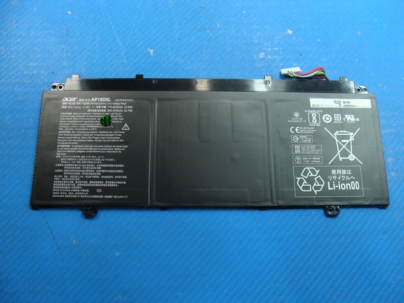 Acer Chromebook R13 13.3” CB5-312T-K5X4 Battery 11.55V 52.7Wh 4670mAh AP15O5L