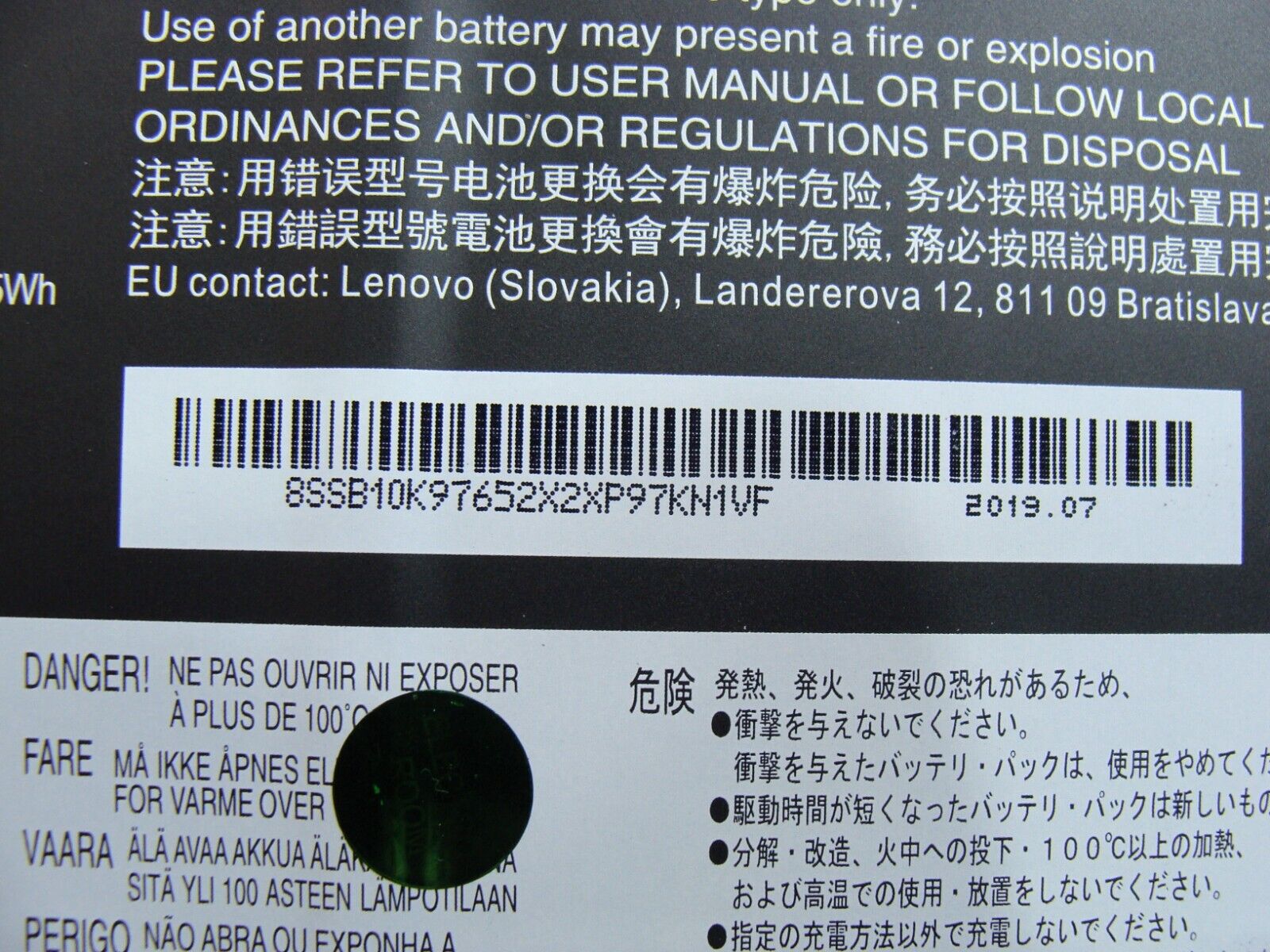Lenovo ThinkPad T490s 14 Genuine Laptop Battery 11.52V 57Wh 4950mAh L18M3PD1