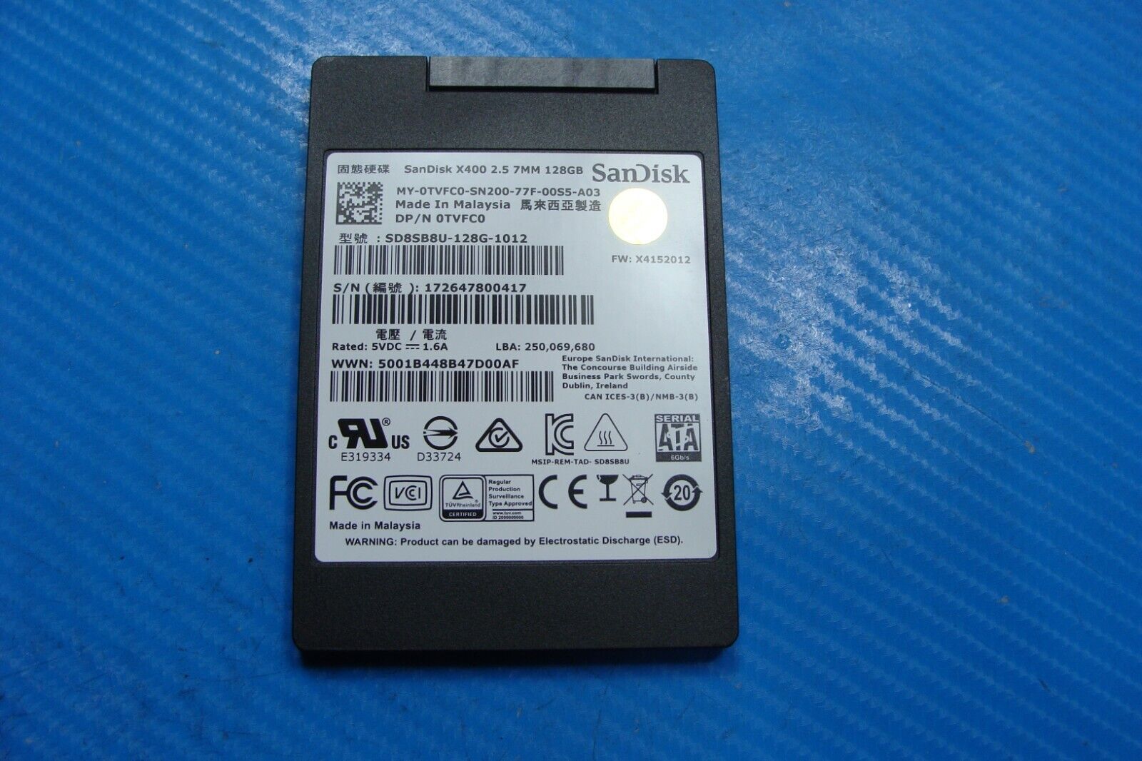 Dell 3050 SanDisk X400 M.2 128Gb SSD Solid State Drive sd8sb8u-128g-1012 tvfc0