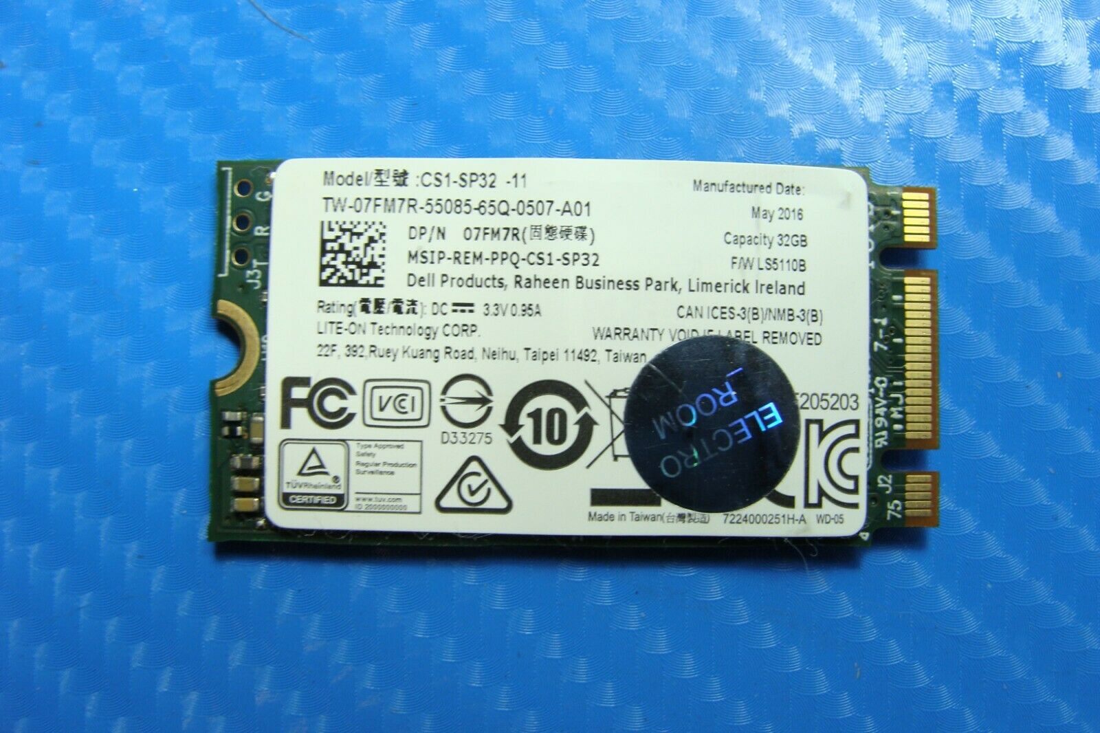 Dell 15 9550 Lite-On Technology M.2 32GB SSD Solid State Drive cs1-sp32-11 7fm7r 