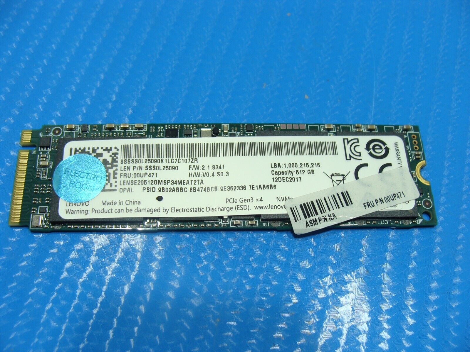 Lenovo X1 Carbon 5th Gen 512GB NVME M.2 SSD Solid State Drive SSS0L25090 00UP471