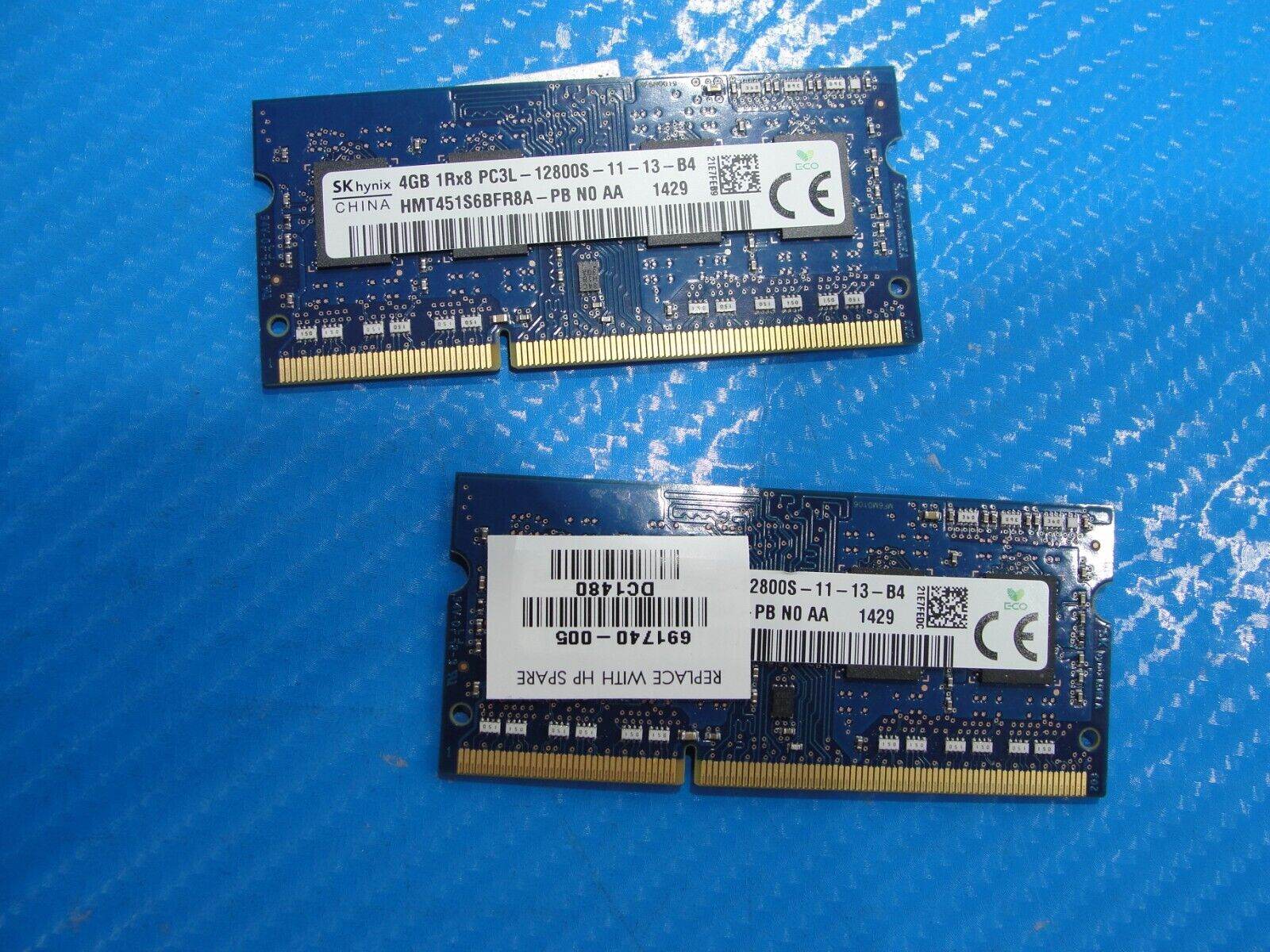 HP 15-u011dx SK Hynix 8Gb 2x4Gb Memory So-Dimm PC3L-12800S HMT451S6BFR8A-PB - Tested Computer Laptop Parts