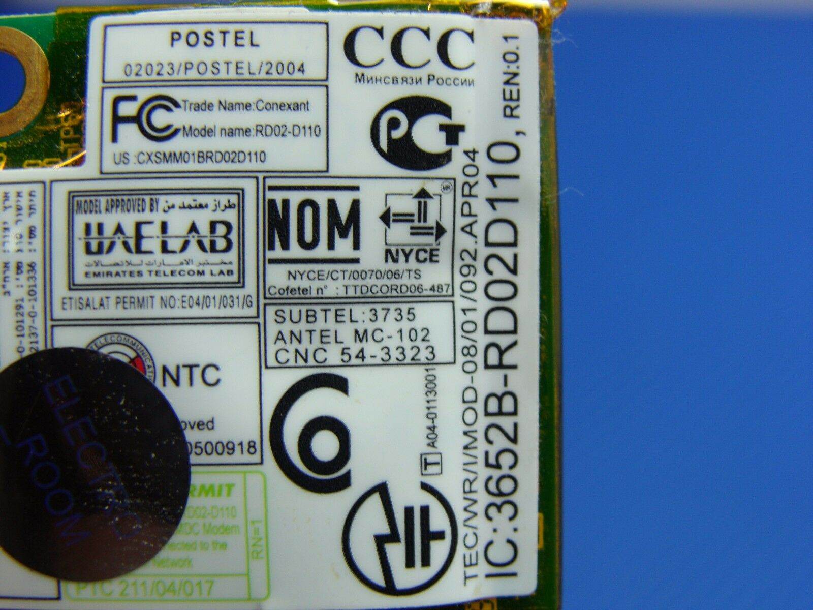 Lenovo Thinkpad T61P 15.4” Genuine Laptop Internal Modem Card RD02-D110 39T0495 - Tested Computer Laptop Parts