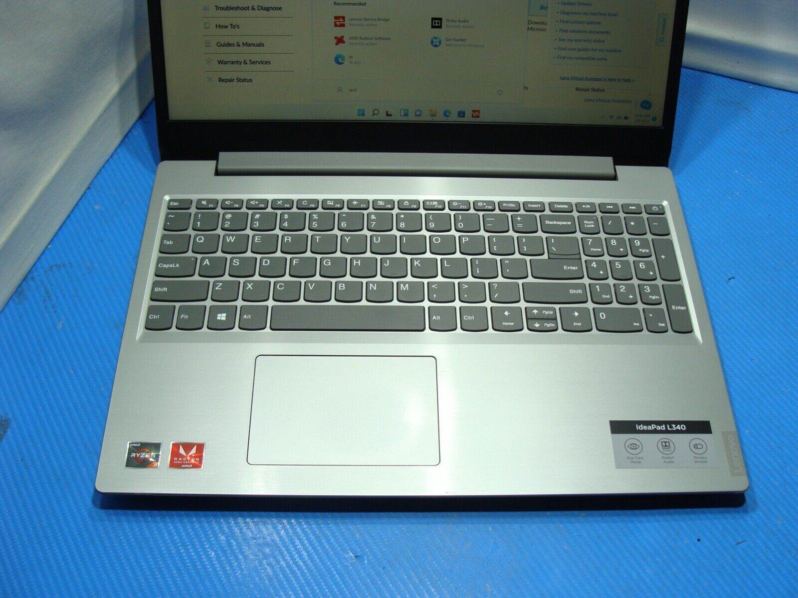 Power Battery Lenovo Ideapad L340-15API Ryzen 3-3200U 2.6Ghz 8GB Radeon GPU 2 GB - Tested Computer Laptop Parts