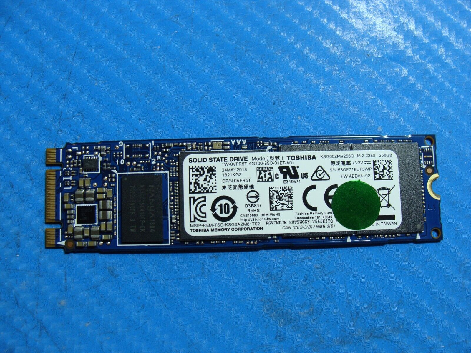 Dell 3590 Toshiba 256GB Sata M.2 SSD Solid State Drive VFR5T KSG60ZMV256G