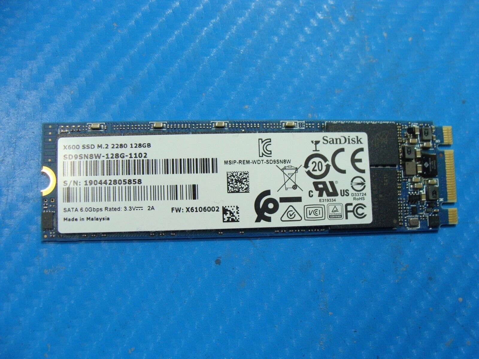 Asus X512DA SanDisk 128GB SATA M.2 SSD Solid State Drive SD9SN8W-128G-1102