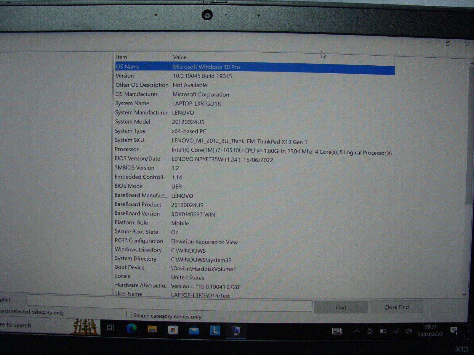 Lenovo ThinkPad X13 Gen 1 FHD TOUCH i7 10th 512GB 8GB Great Battery WRTY - Tested Computer Laptop Parts
