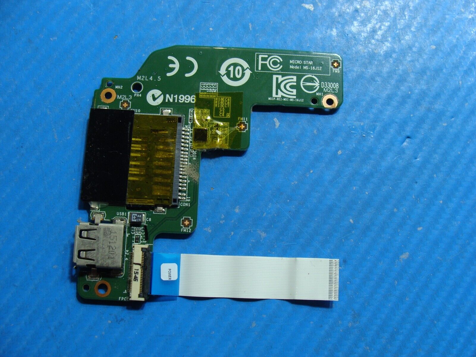 MSI GE62 6QD 15.6 USB Card Reader Button Board w/Cable MS-16J12