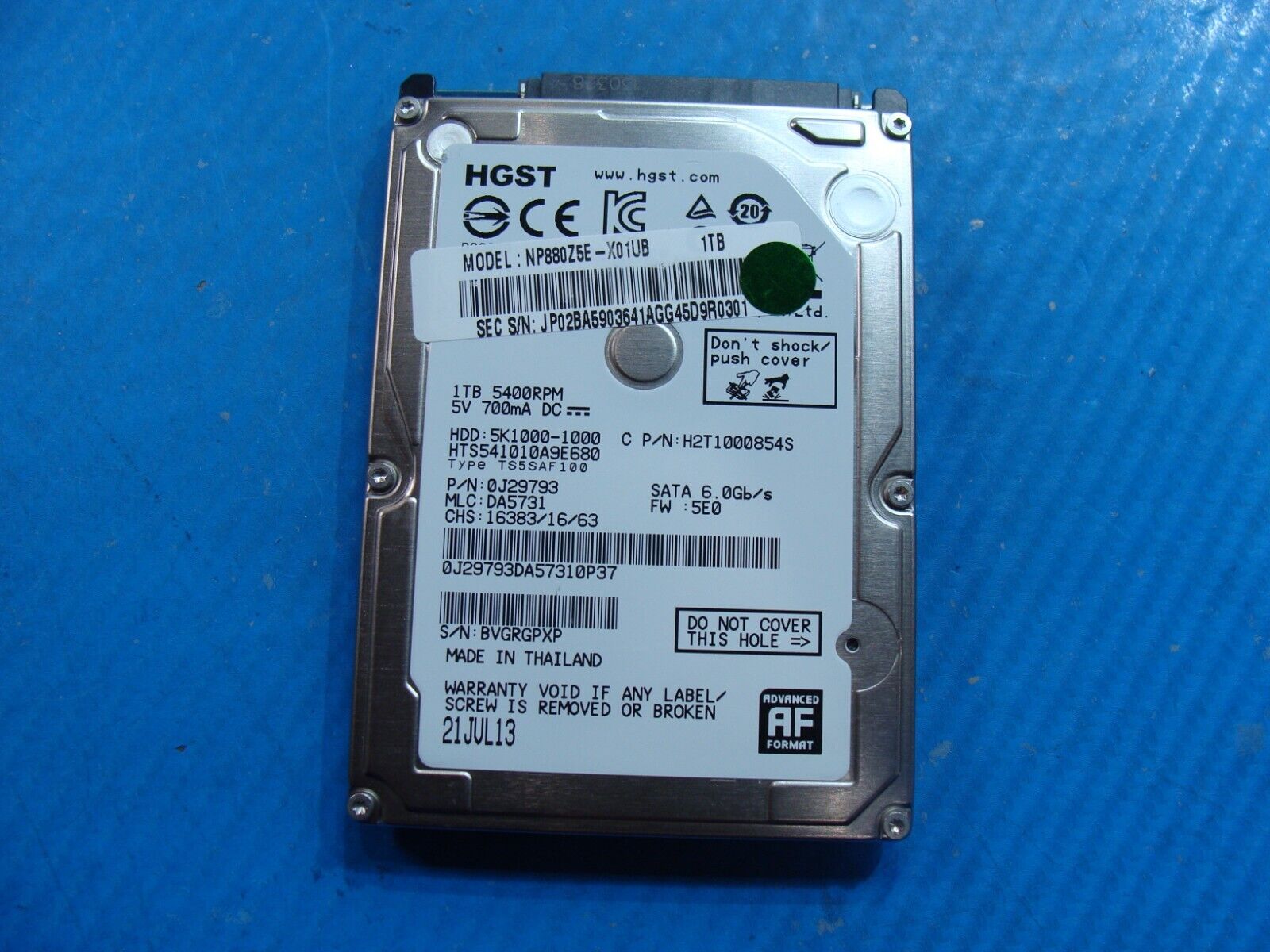 Samsung NP880Z5E-X01UB HGST 1TB SATA 2.5 HDD Hard Drive HTS541010A9E680