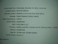 88% Battery Grade B Lenovo Thinkpad E15 Intel i7-10510U 2.3Ghz 8GB RAM 256GB SSD - Tested Computer Laptop Parts